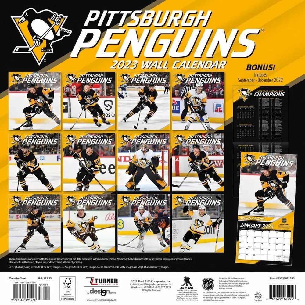 Pitt 2023 Calendar NHL Pittsburgh Penguins 2023 Wall Calendar
