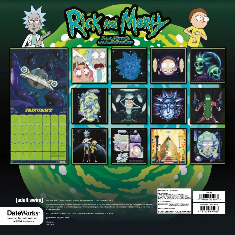 Rick and Morty 2024 Wall Calendar