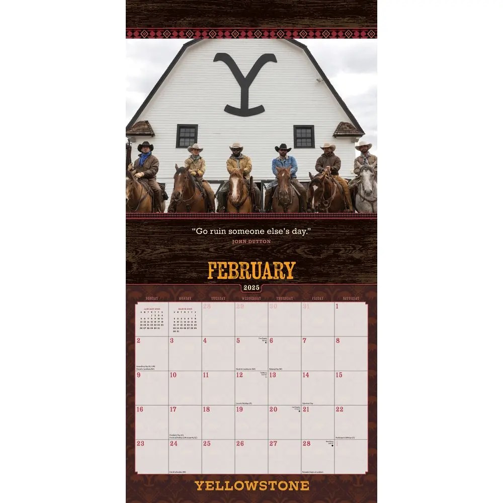 Yellowstone TV 2025 Wall Calendar