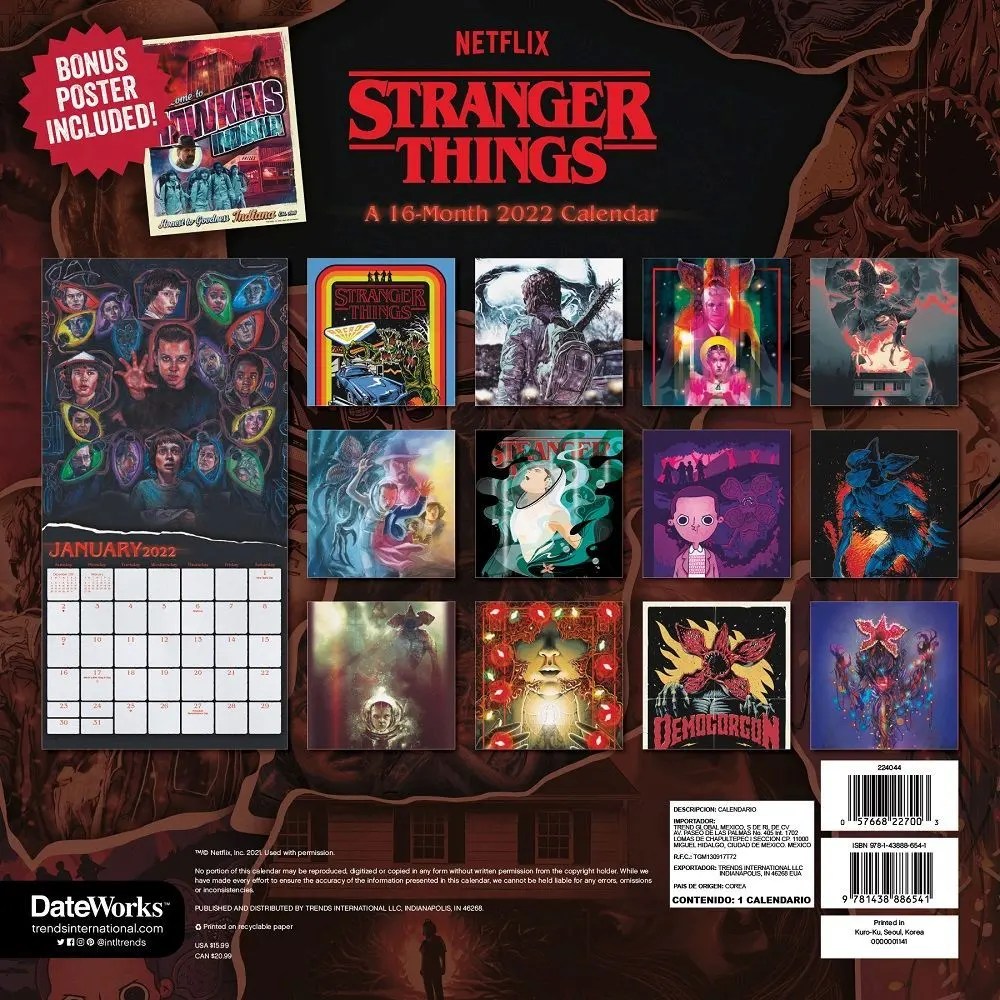 stranger things calendar 2023 Stranger Things Exclusive 2022 Wall Calendar With Collectors Print - Calendars.com