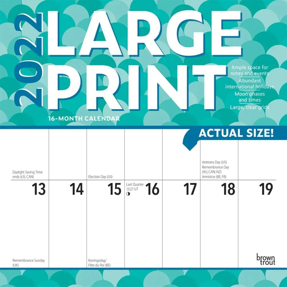 Large Print 2022 Wall Calendar