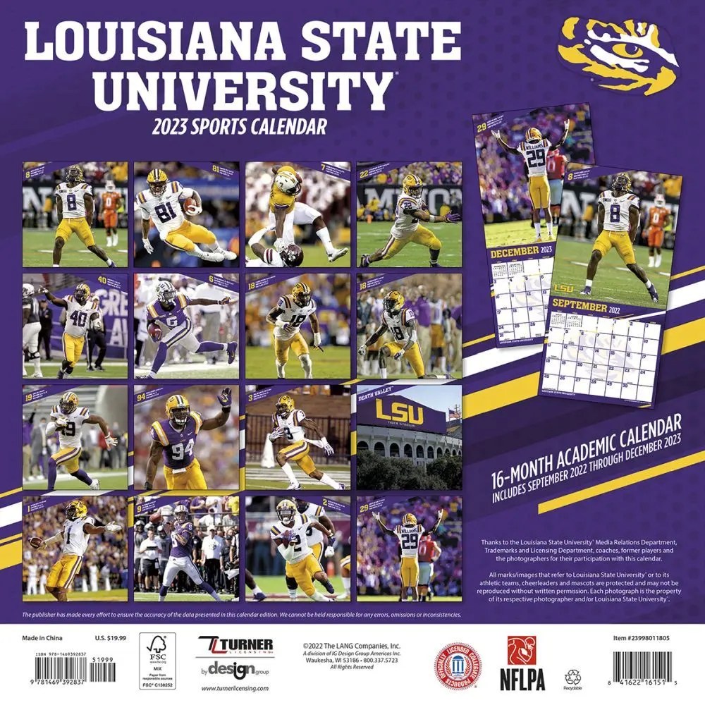 LSU Tigers 2023 Wall Calendar