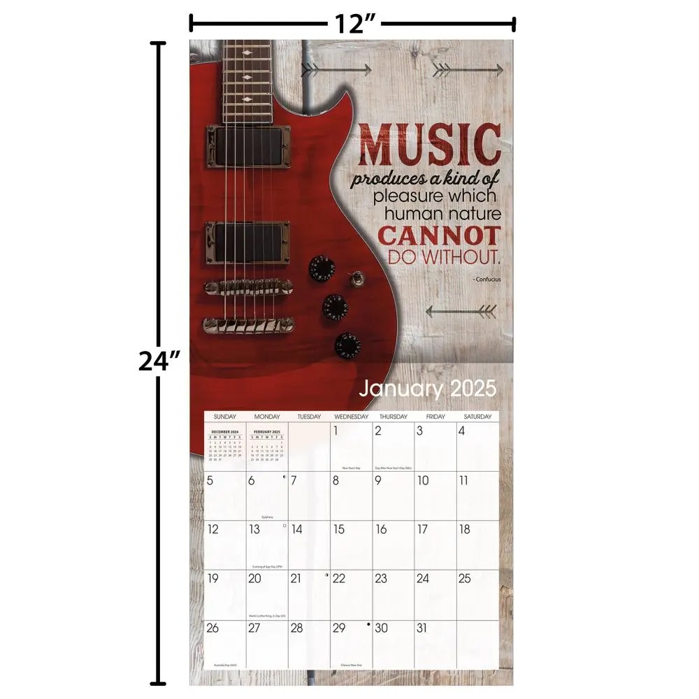 Guitars 2025 Wall Calendar