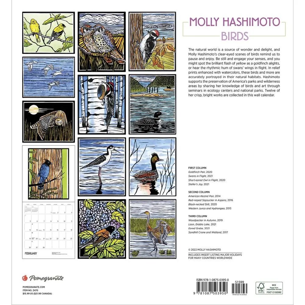 molly hashimoto calendar 2023 Molly Hashimoto Birds 2023 Wall Calendar