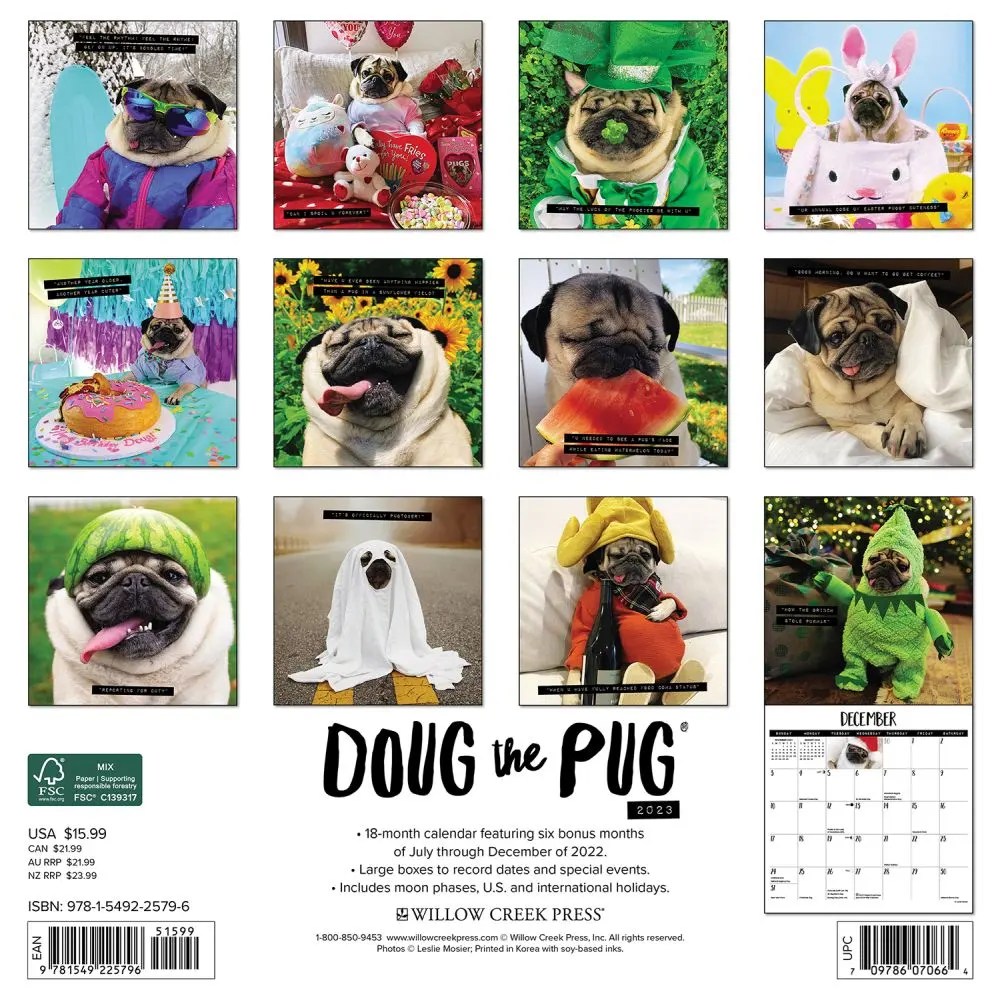 Doug the Pug 2023 Wall Calendar