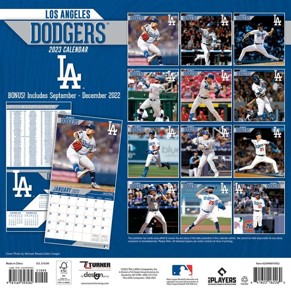 MLB Los Angeles Dodgers 2023 Wall Calendar