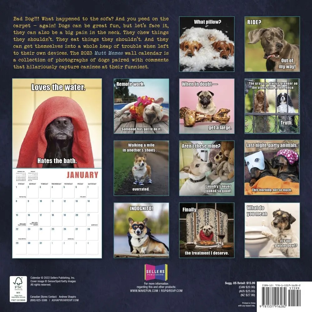 Mutt Memes 2023 Wall Calendar