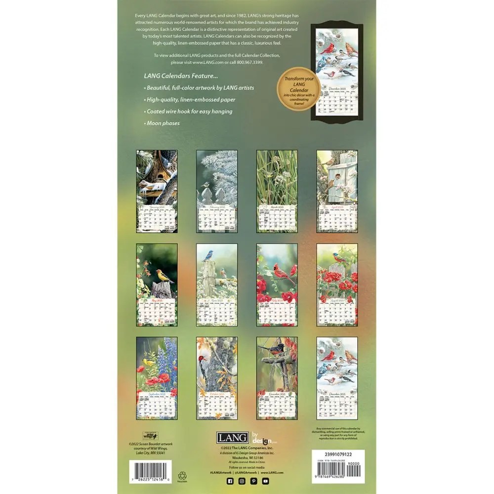 Songbirds 2023 Vertical Wall Calendar
