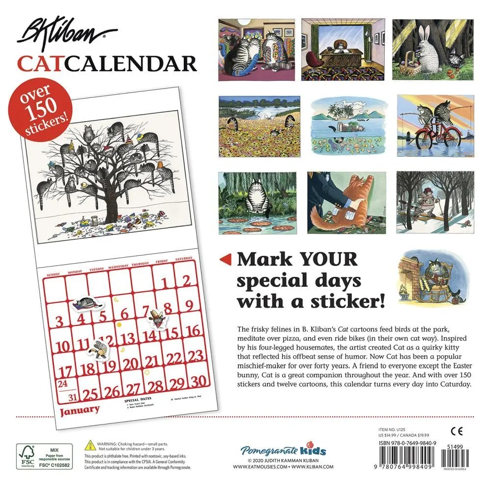 Kliban Engagement Calendar 2024 Kliban Cat Sticker Wall Calendar