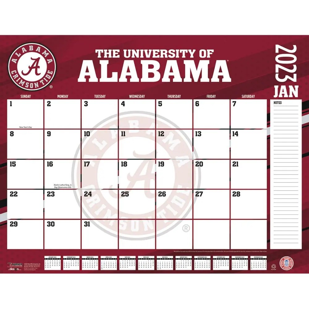 Alabama Crimson Tide 2023 Desk Pad Calendar