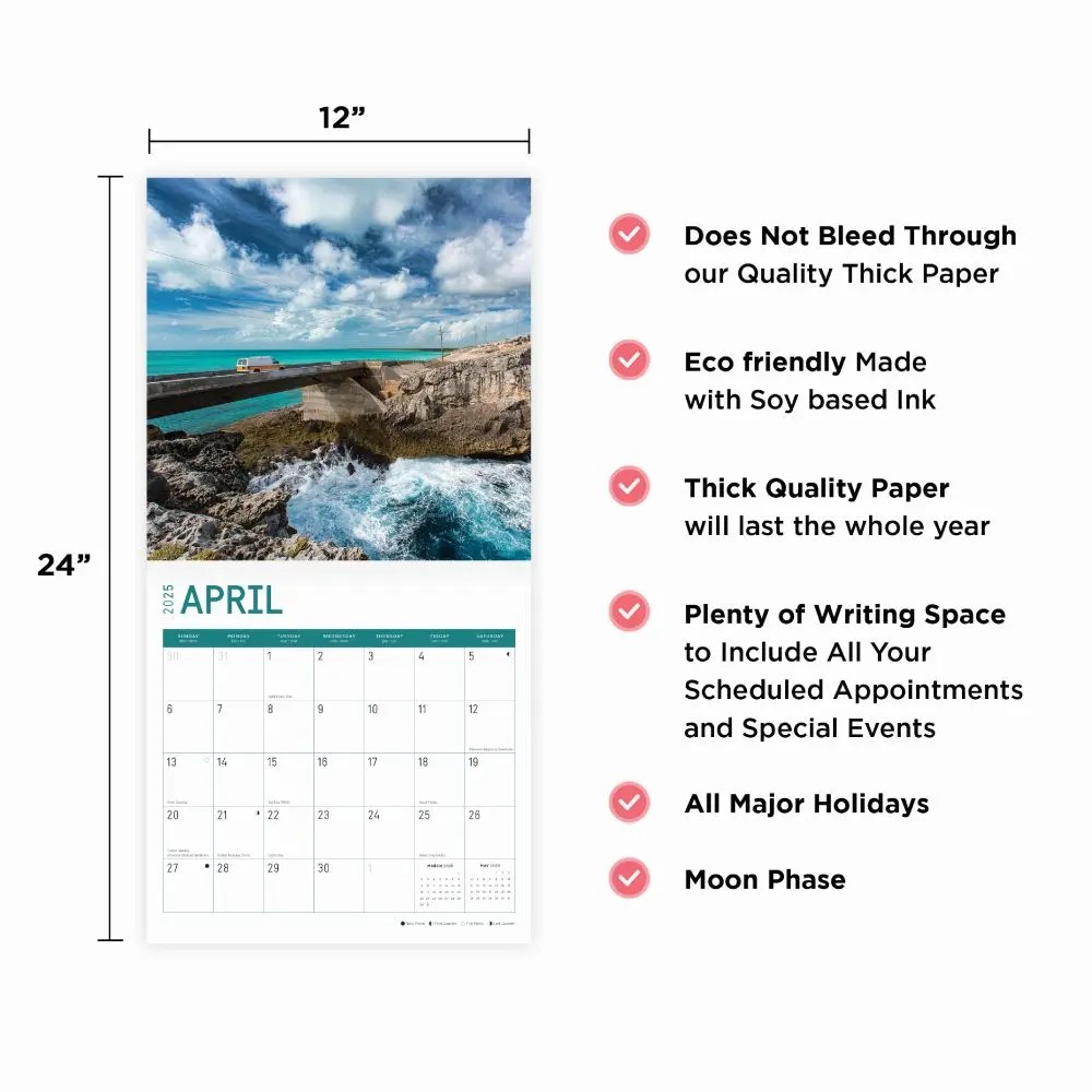 Bahamas 2025 Wall Calendar