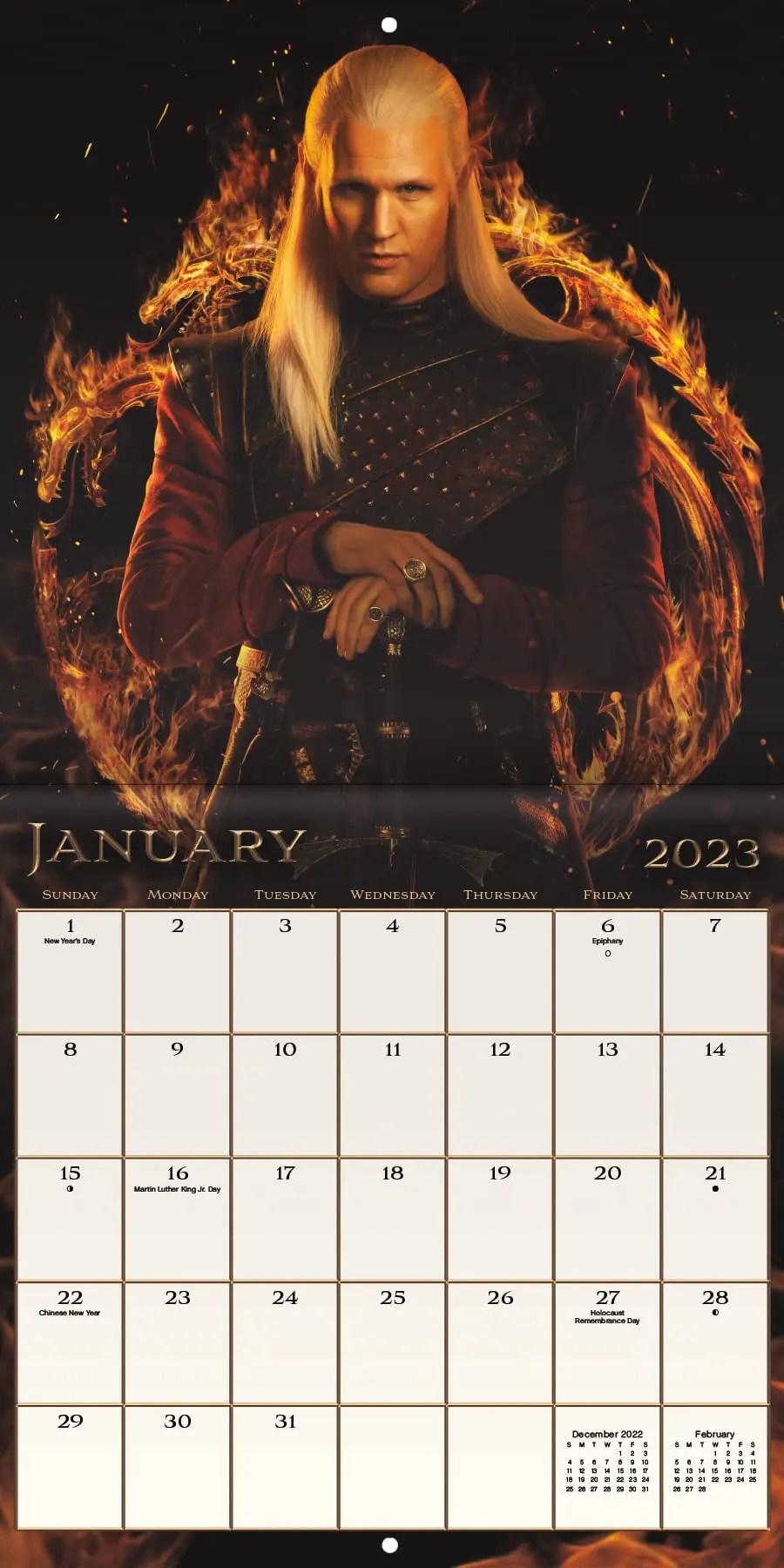 Game of Thrones House of Dragon 2023 Wall Calendar