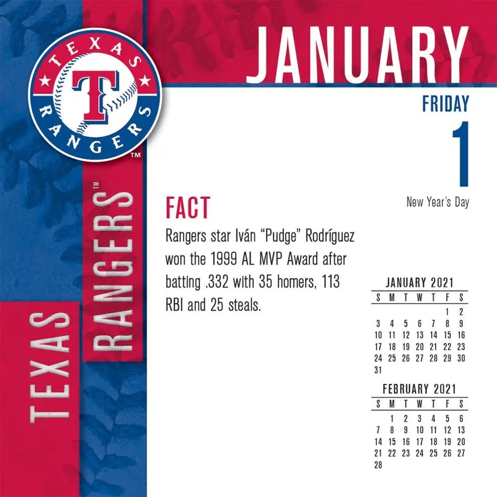 Texas Rangers Desk Calendar