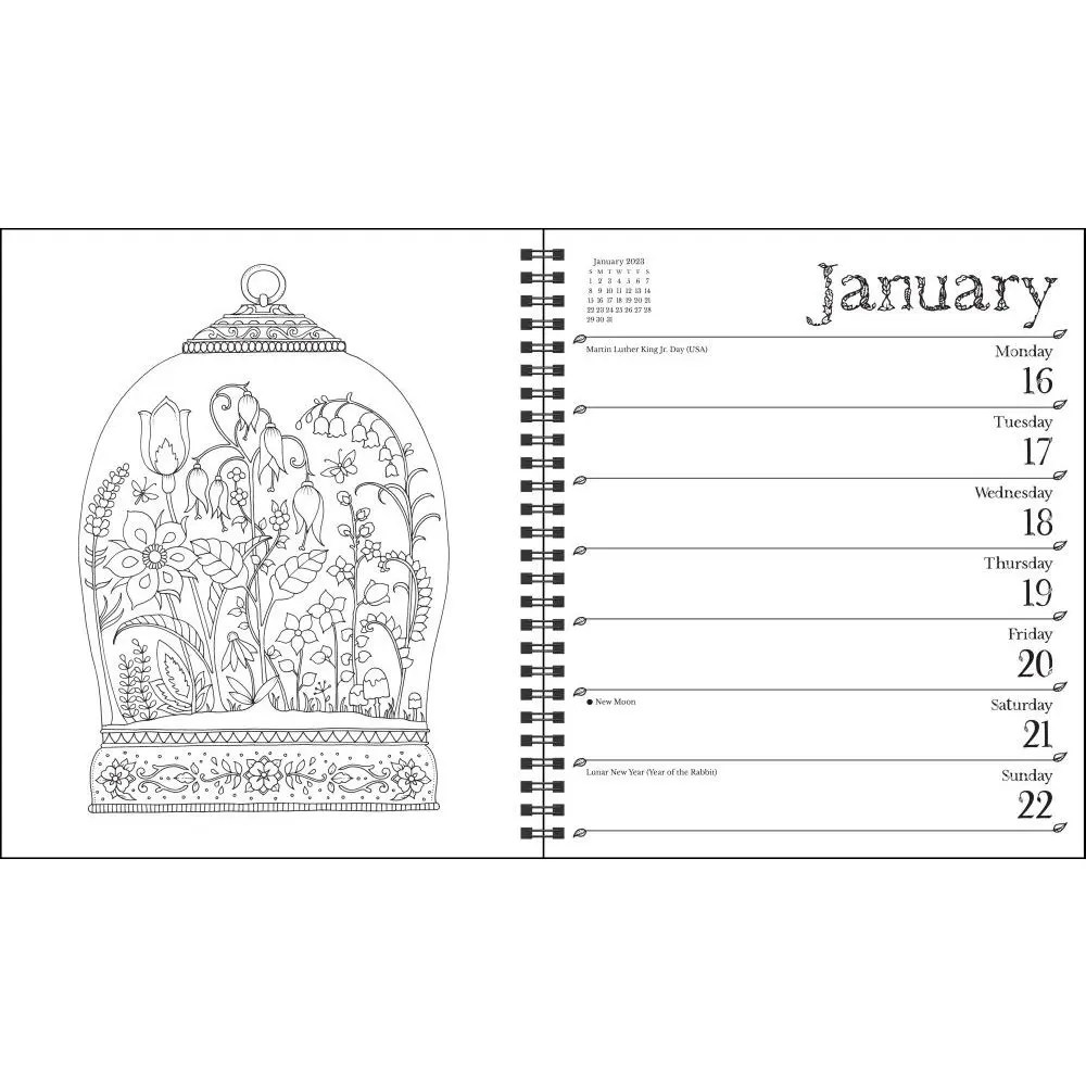 Johanna Basford 12Month 2023 Coloring Weekly Planner Calendar
