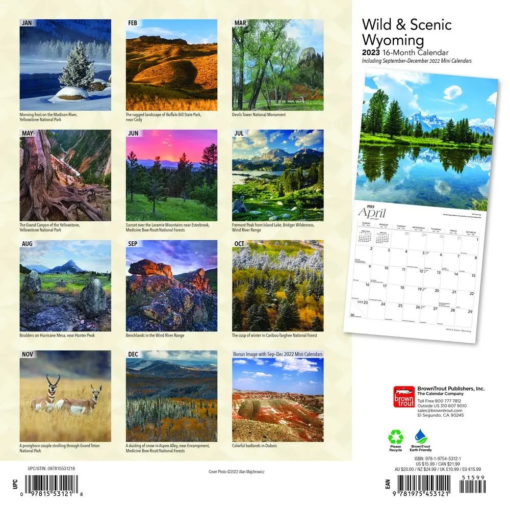 Wyoming Wild and Scenic 2023 Wall Calendar