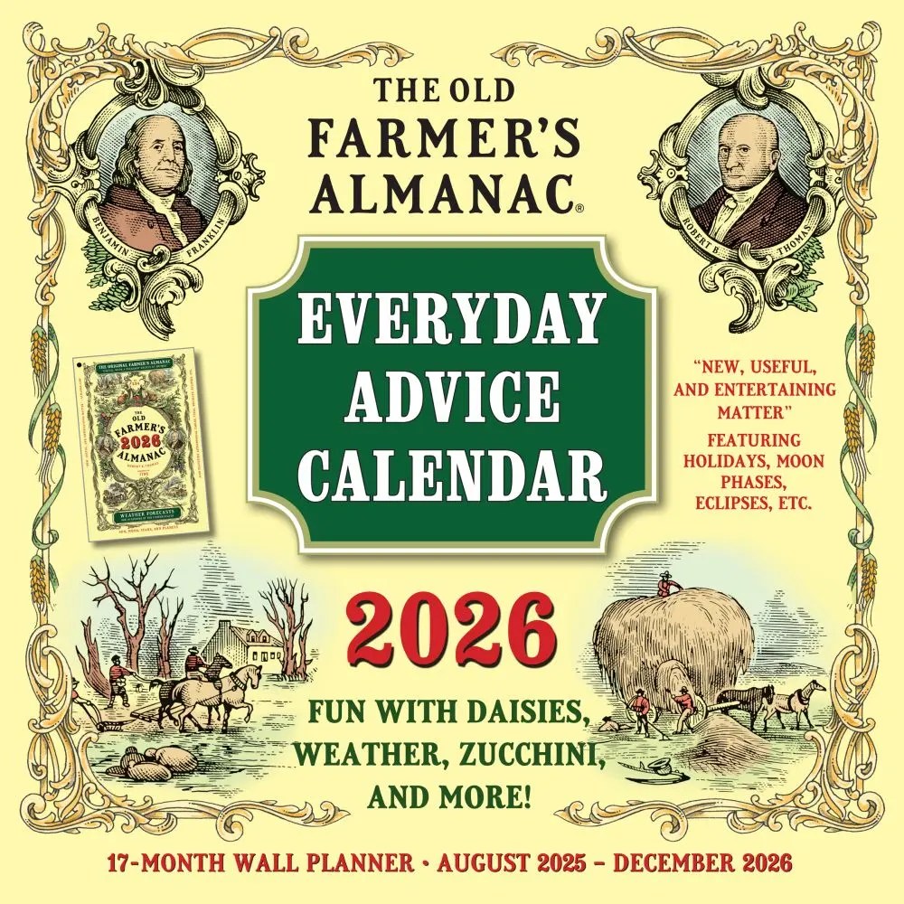 Farmers Almanac Winter 2025/2026 Old Farmer Almanac Everyday Advice 2026 Wall Calendar