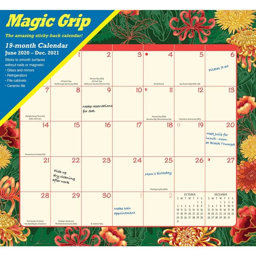 Floral Jumbo Magic Grip Wall Calendar