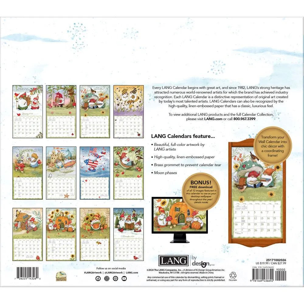 Gnome Sweet Gnome Special Edition 2025 Wall Calendar