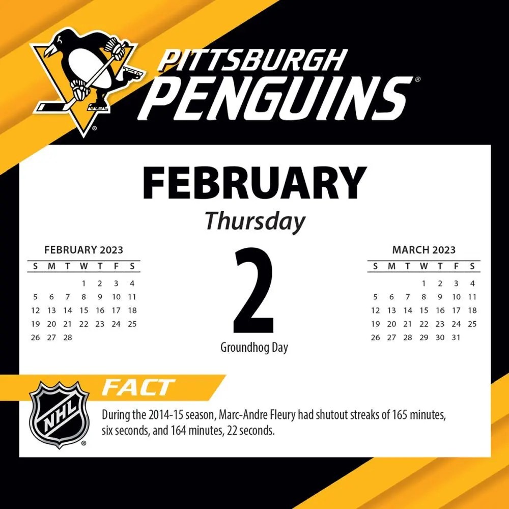 Pittsburgh Penguins 2023 Desk Calendar