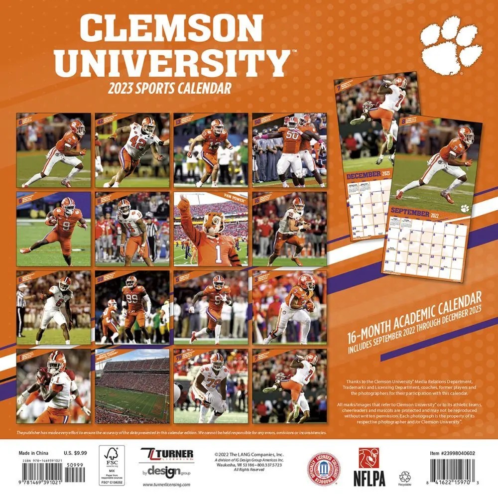 Clemson Bridge Calendar 2024 COL Clemson Tigers 2023 Mini Wall Calendar