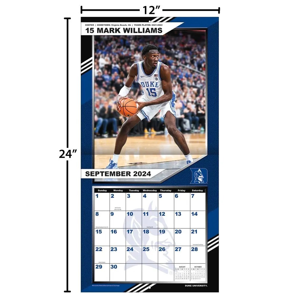 COL Duke Blue Devils 2025 Wall Calendar