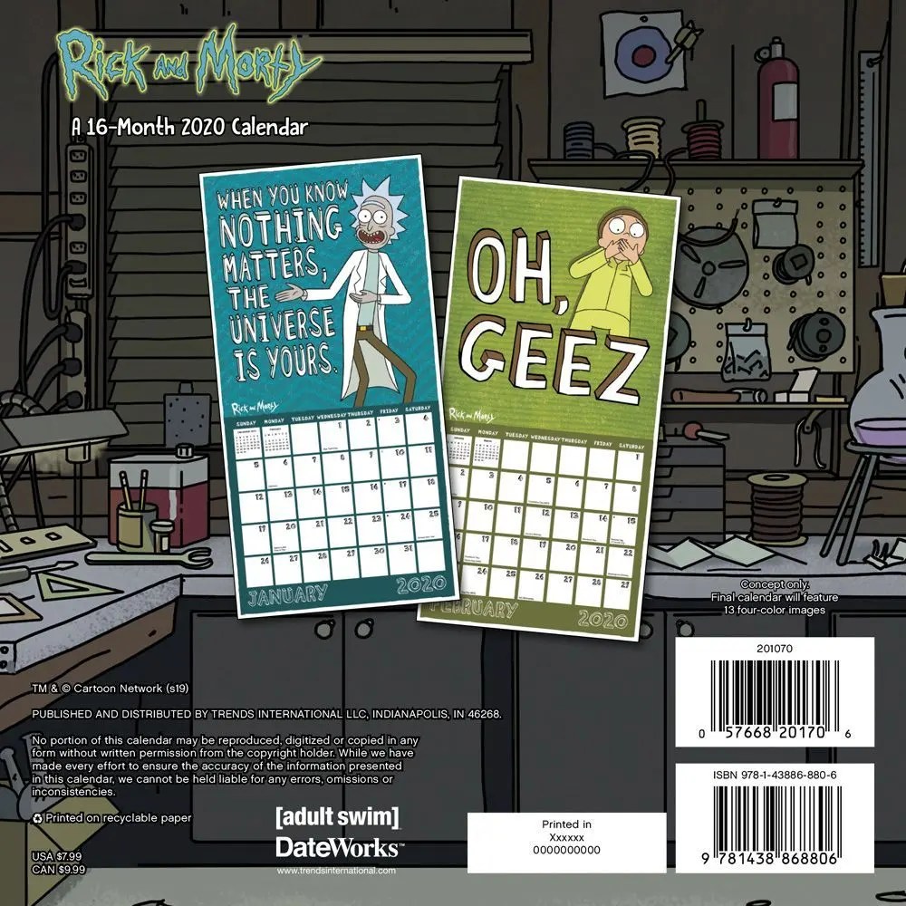 Rick and Morty Mini Wall Calendar