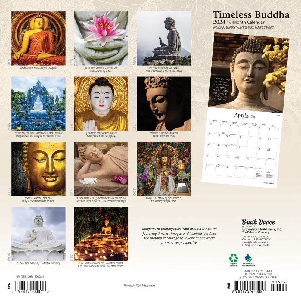 Timeless Buddha Brush Dance 2024 Wall Calendar