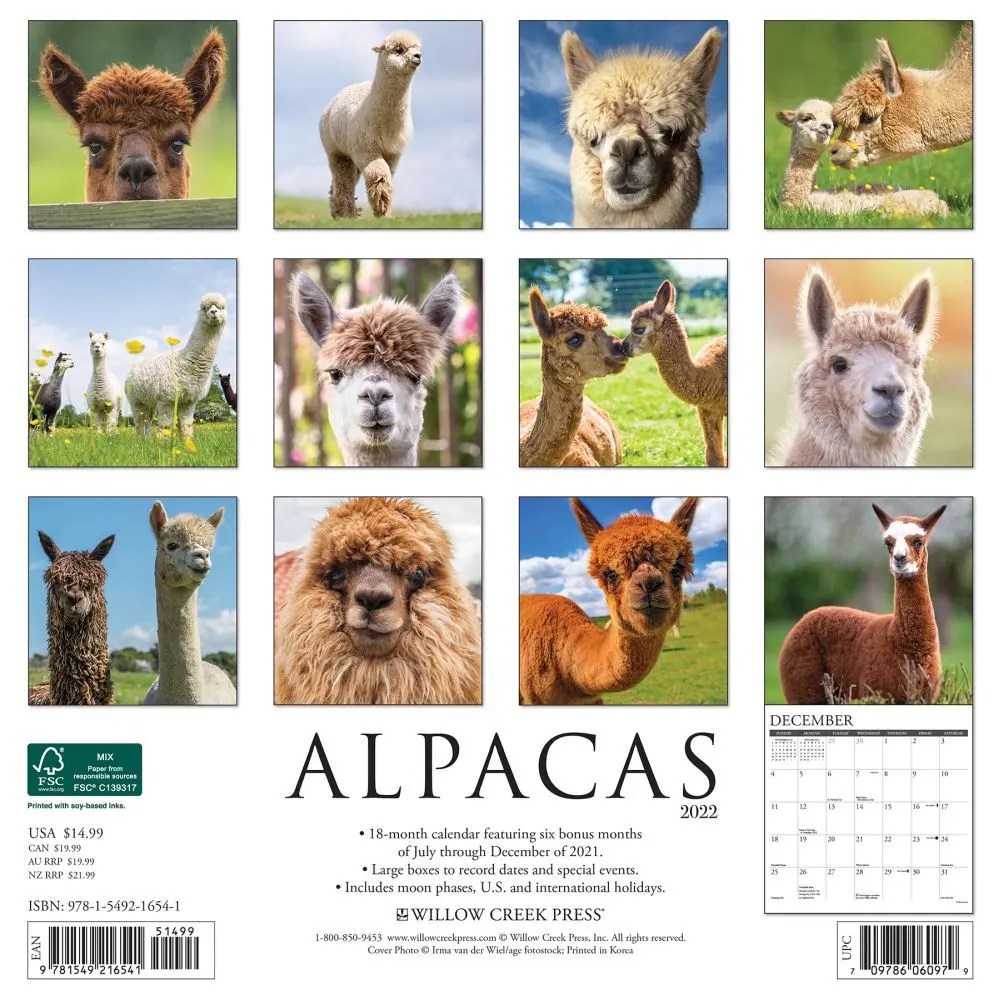 Alpaca Calendar 2022 I Heart Alpacas Wall Calendar 2022 - Workman Publishing