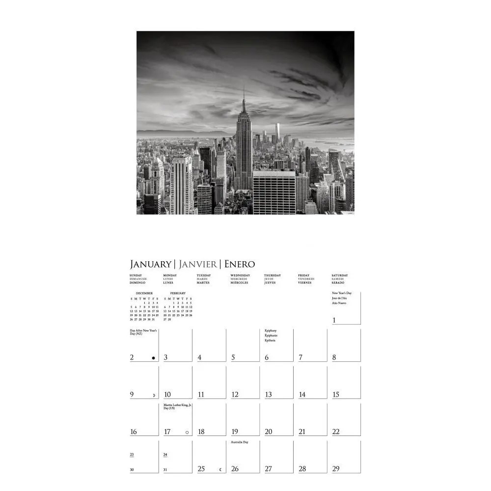 New York B&W 2022 Mini Wall Calendar