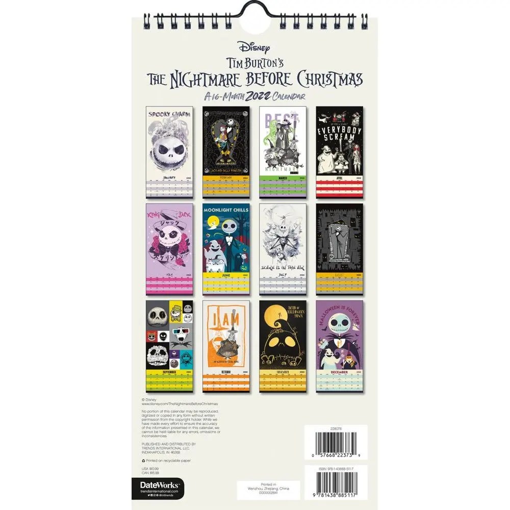 Nightmare Before Christmas 2022 Mini Poster Calendar
