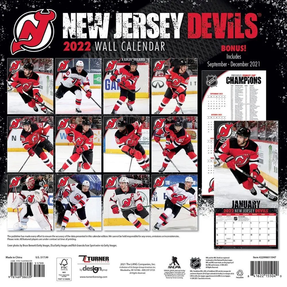 Nj Devils Schedule 2022-2023 Nhl New Jersey Devils 2022 Wall Calendar - Calendars.com
