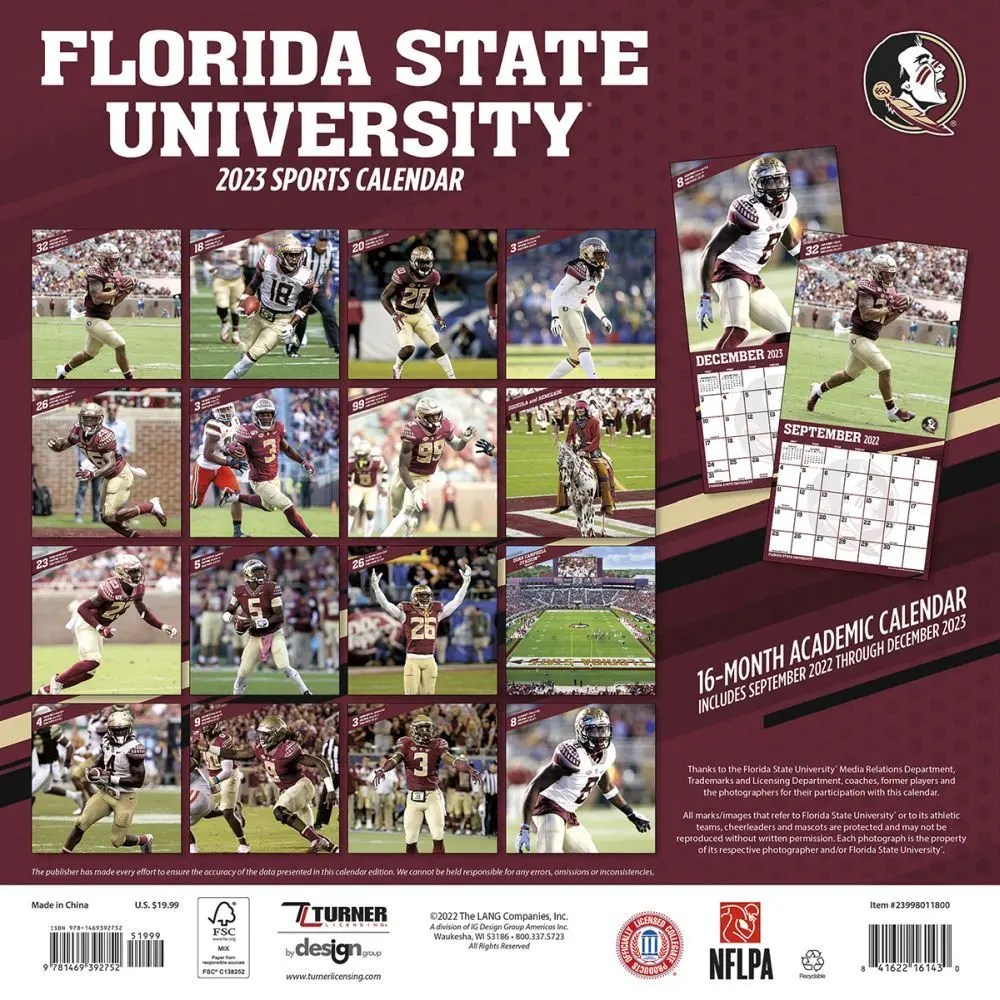 fsu 2023 calendar Florida State Seminoles 2023 Wall Calendar