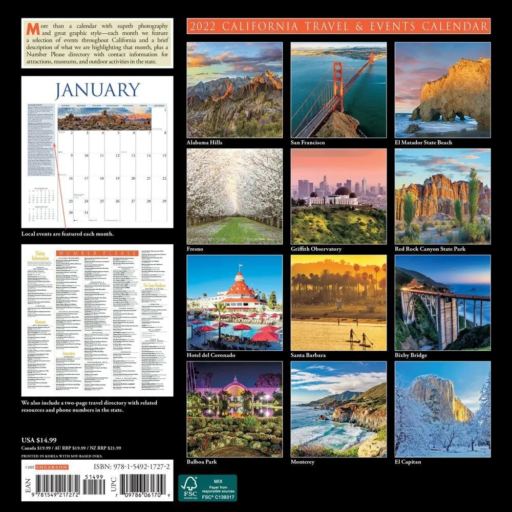 Central Coast Event Calendar 2022 California Travel And Events 2022 Wall Calendar - Calendars.com