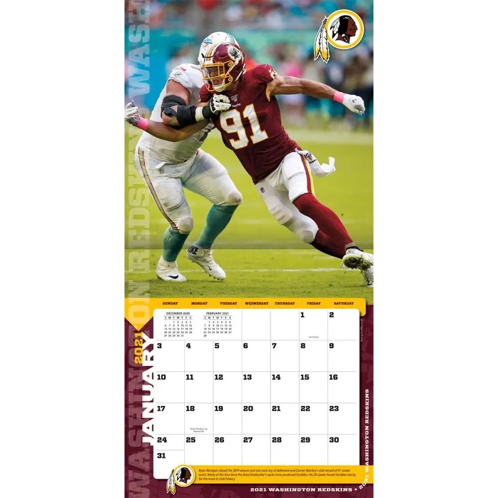 2024 Washington Redskins Schedule Washington Redskins Wall Calendar