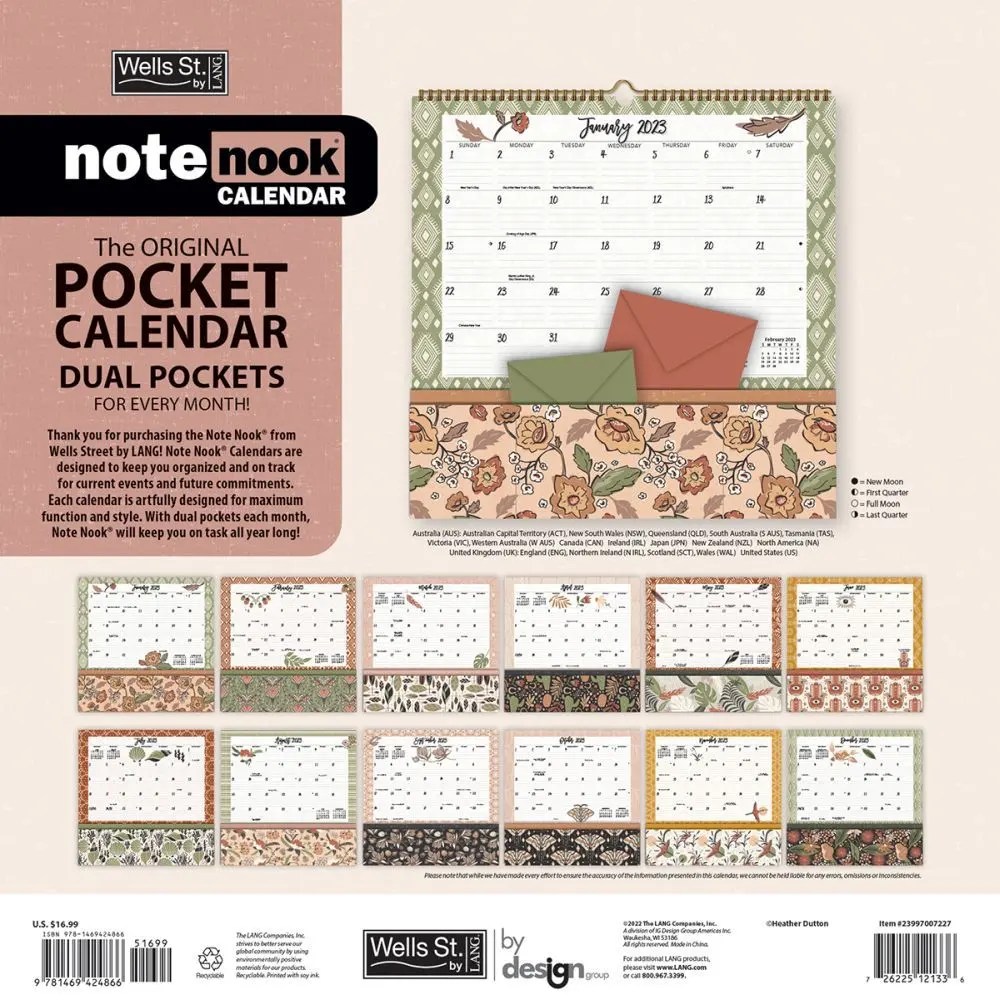 note nook pocket calendar 2023 Flora and Fauna 2023 Note Nook