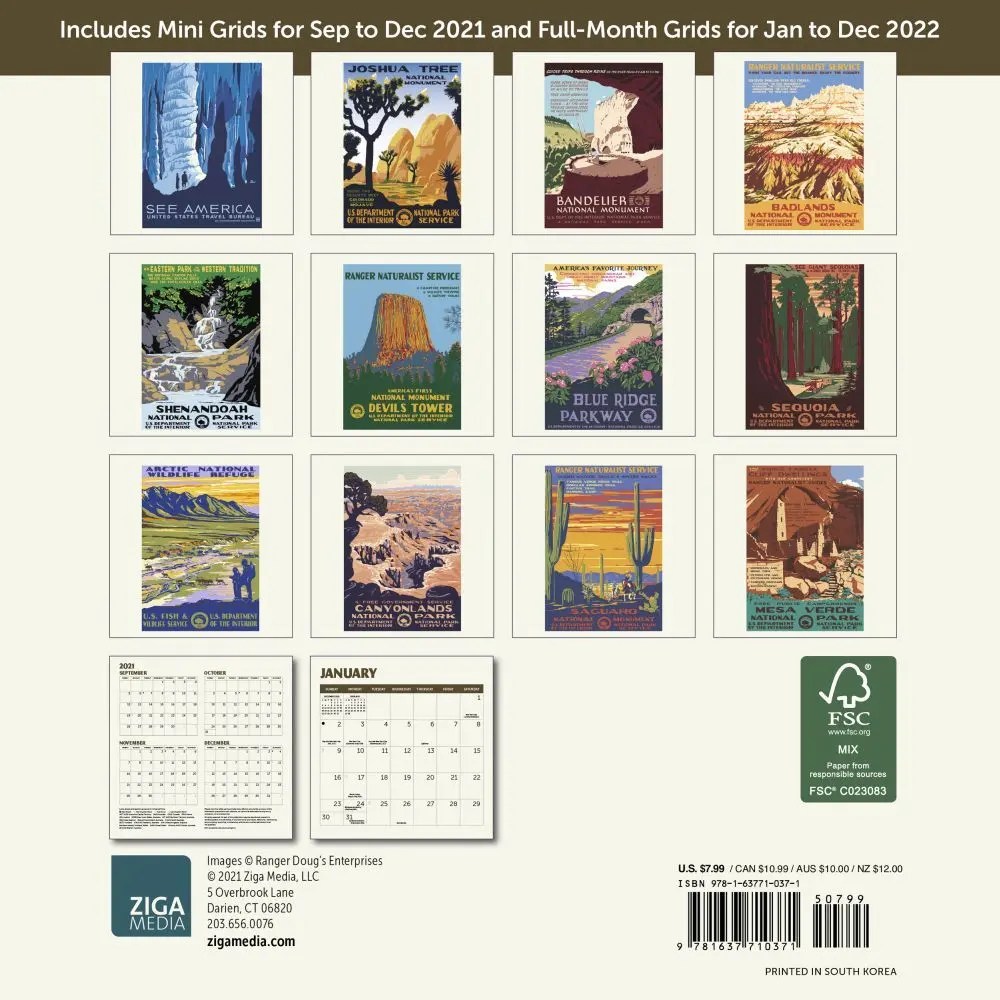 National Parks Poster Art Of The Wpa 2022 Mini Wall Calendar - Calendars.com
