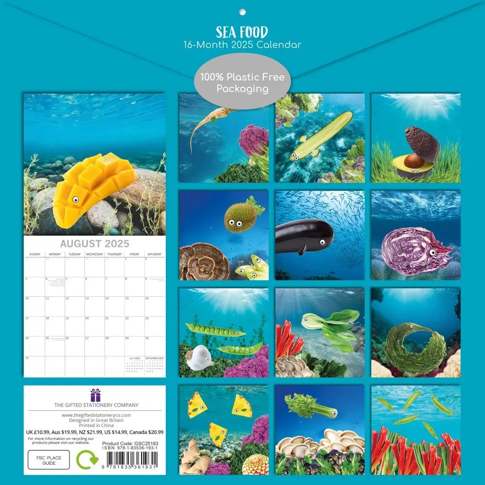 Sea Food 2025 Wall Calendar