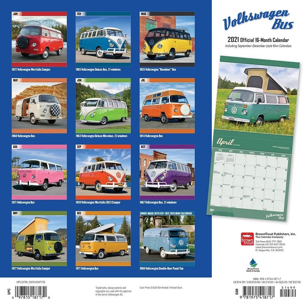 Vw Bus Kalender 2023 Volkswagen Buses 2021 Wall Calendar - Calendars.com