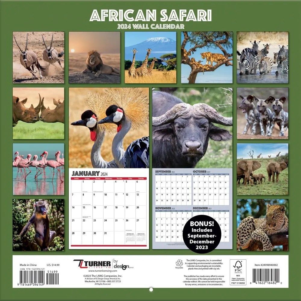 To Africa Safaris 2024 Calendar African Safari 2024 Wall Calendar