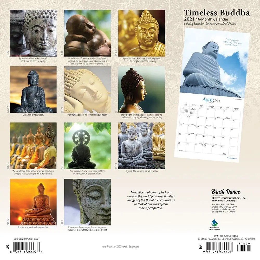 Buddhist Calendar 2023 Timeless Buddha Wall Calendar - Calendars.com