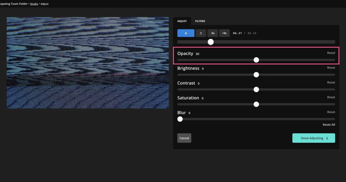 Add TV Static Effect — Kapwing