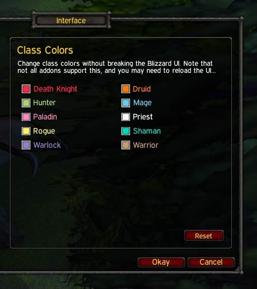Class Colors Miscellaneous World of Warcraft AddOns