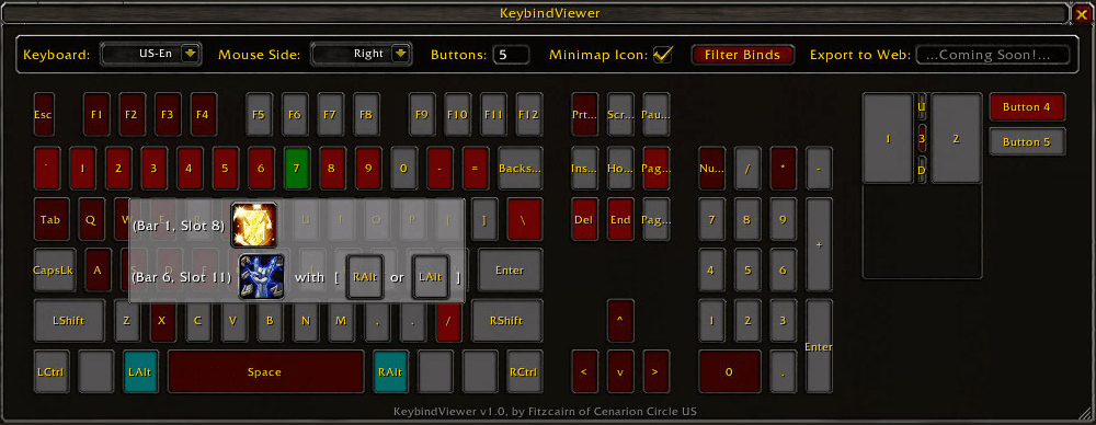 KeybindViewer Miscellaneous World of Warcraft AddOns