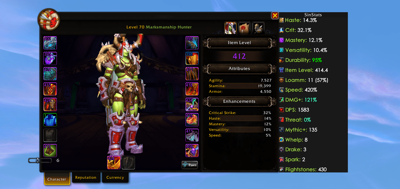 SinStats Character Stats [Classic & Cata] The Burning Crusade Classic