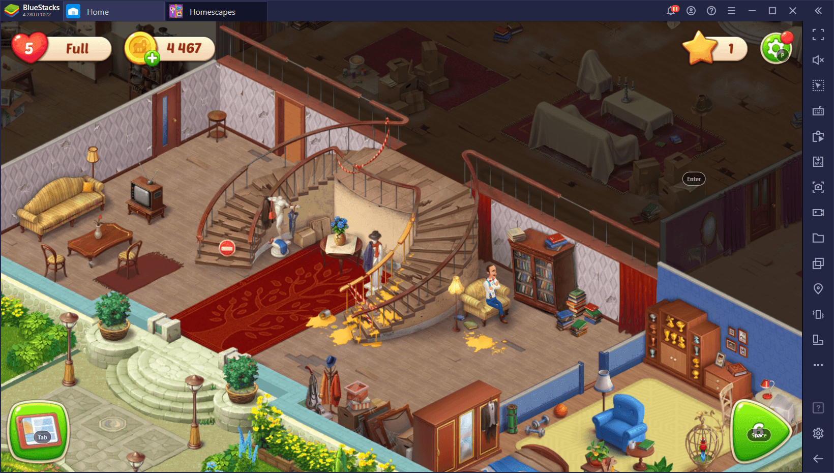 لعبة Homescapes كيفية استخدام ميزات BlueStacks في لعبة مطابقة الألغاز هذه