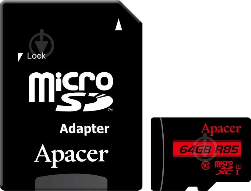 ᐉ Карта пам'яті Apacer microSDHC 64 ГБ UHS Speed Class 1 (U1)Class 10 (AP64GMCSX10U5R