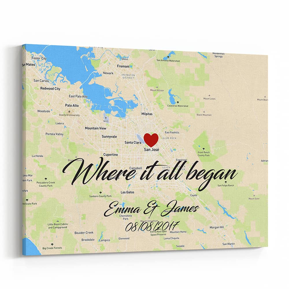 Where It All Began Horizontal Custom Map Canvas Print 365Canvas