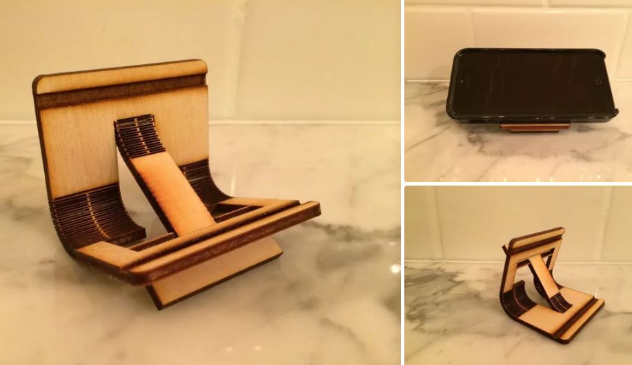 Laser Cut Portable Phone Stand DXF File Free Download 3axis.co