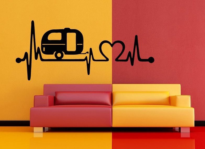 Laser Cut Caravan Love Heartbeat Wall Decor Sticker DXF File Free