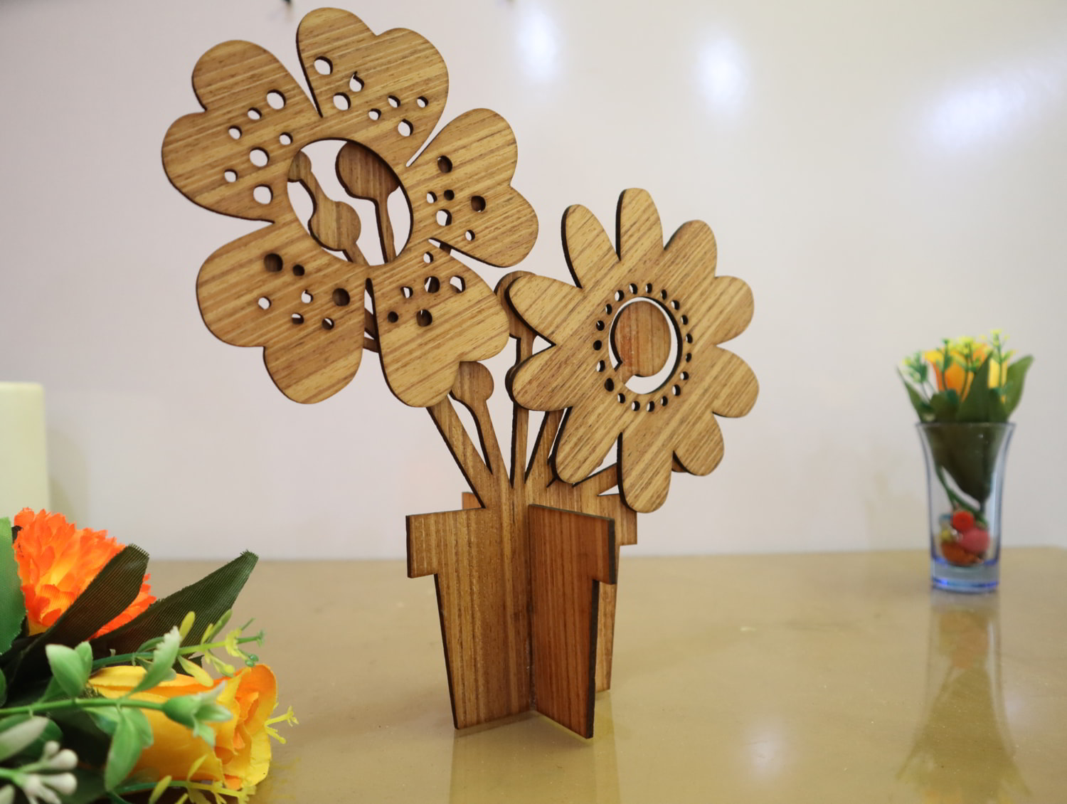 Laser Cut Wooden Flowers Decor 3mm SVG DXF CDR AI PDF Free Download